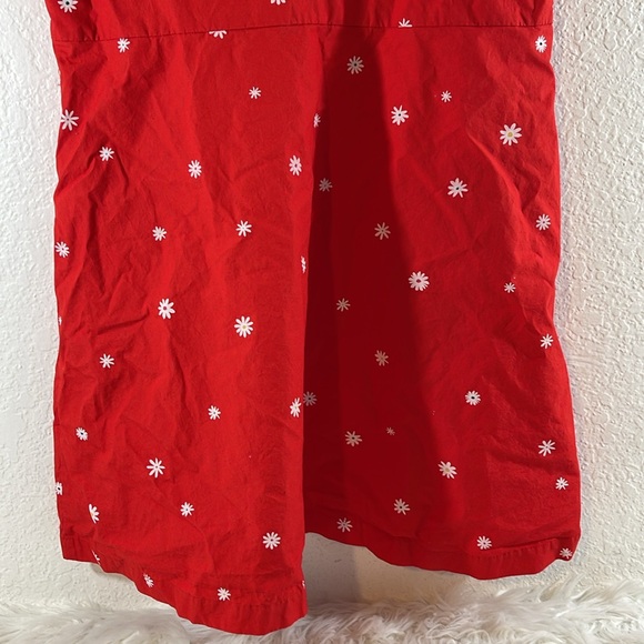Ban.do Red Dress with Daisy White Floral Pattern Back Tie Front Pockets Sz Large - Picture 8 of 11